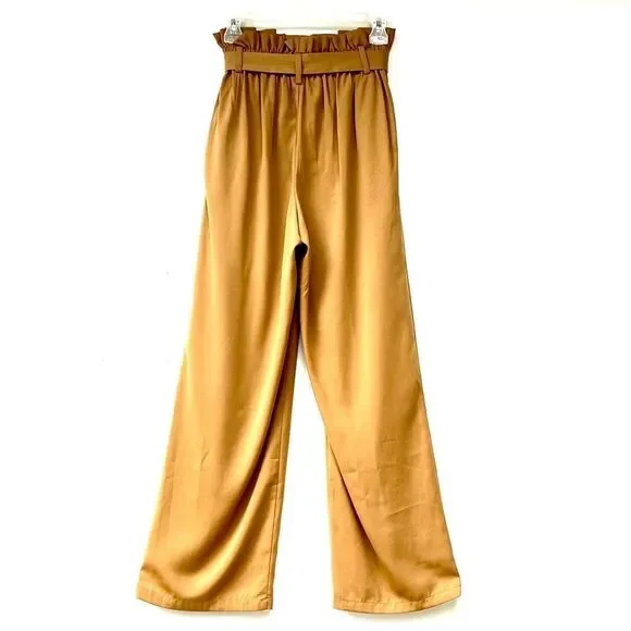 Women's New High Rise Tie Front Paper Bag Waist Dress Pants XS NWT - Picture 3 of 6